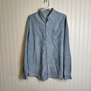 L.L. Bean Blue 100% Cotton Traditional Fit Men's Long Sleeve Button Down A15